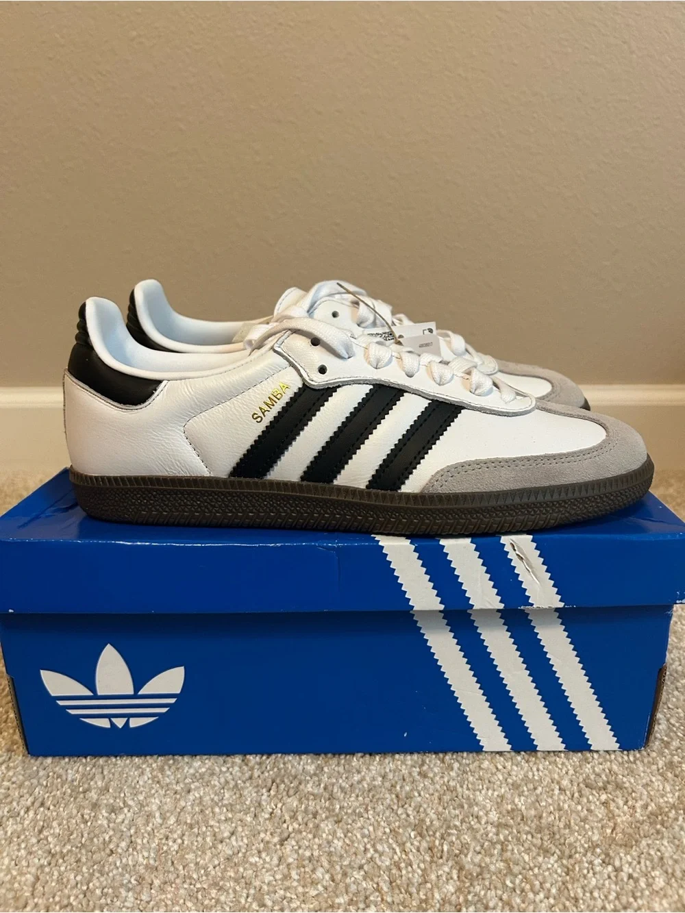 adidas Samba Leather Sneakers - White / Black / Gray